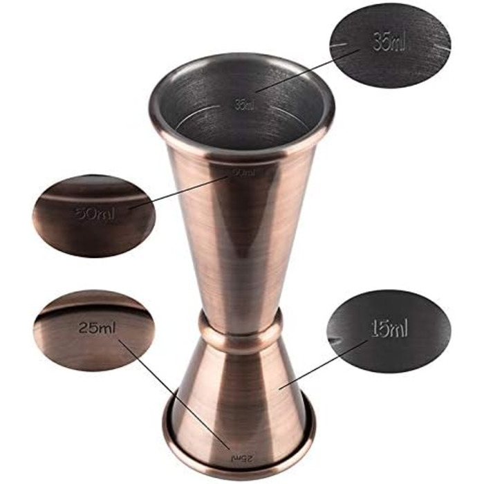 Boston Bar Set, 700 ml, Boston Cocktail Shaker, Bar Measuring Cup, Muddler, Bar Strainer, Food-Grade, Bar Set including Gift Box, Antique Copper