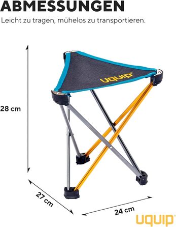 Стілець для кемпінгу Uquip Trinity M Mini – легкий, триногий, 150 кг, блакитний/жовтий, середній