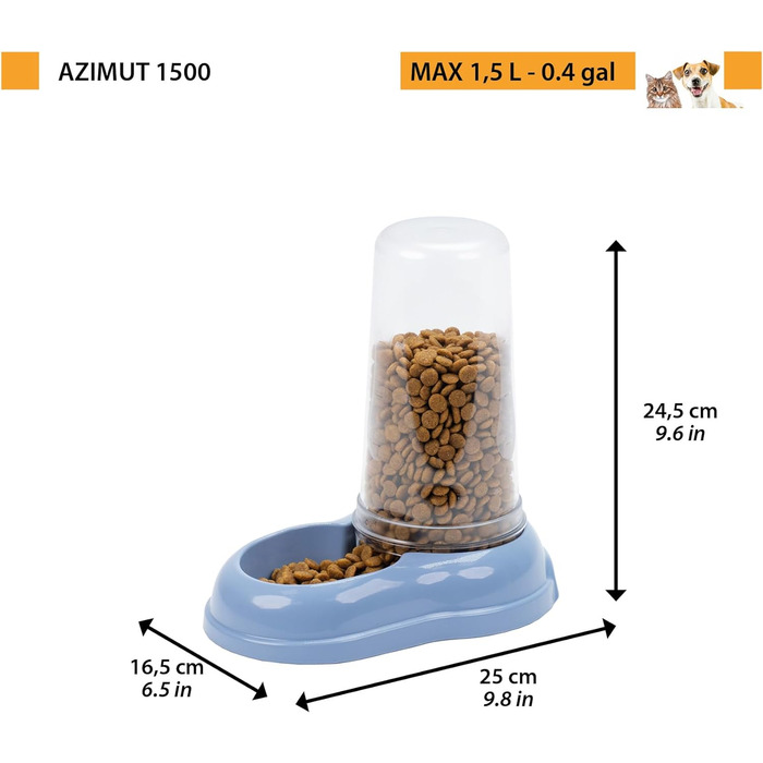 Автоматичний диспенсер для корму та води Ferplast AZIMUT 5500 для великих собак, 5.5 л, білий, з протиковзким дном, 23 x 41 x 37,5 см