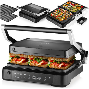 Електричний гриль-притискач 2000 Вт, розкладний тостер із таймером та двома термостатами
