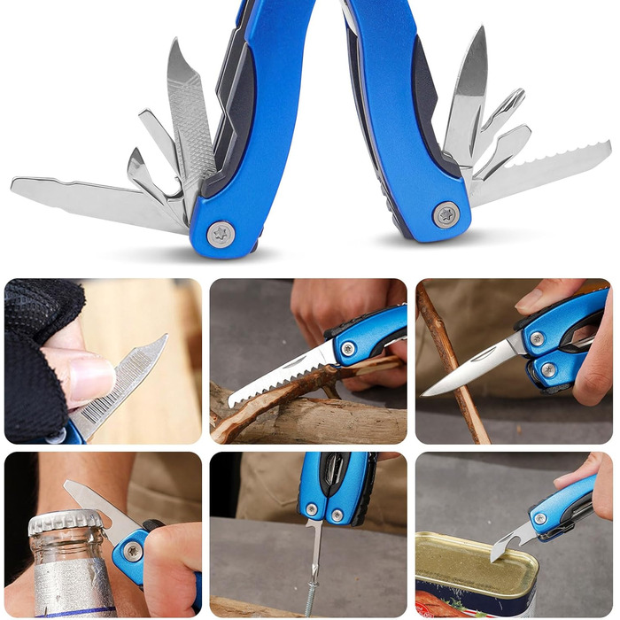 Мультитул 11 в 1: багатофункціональний інструмент з нержавіючої сталі з бітами для викрутки та складним ножем, у комплекті з сумкою для активного відпочинку