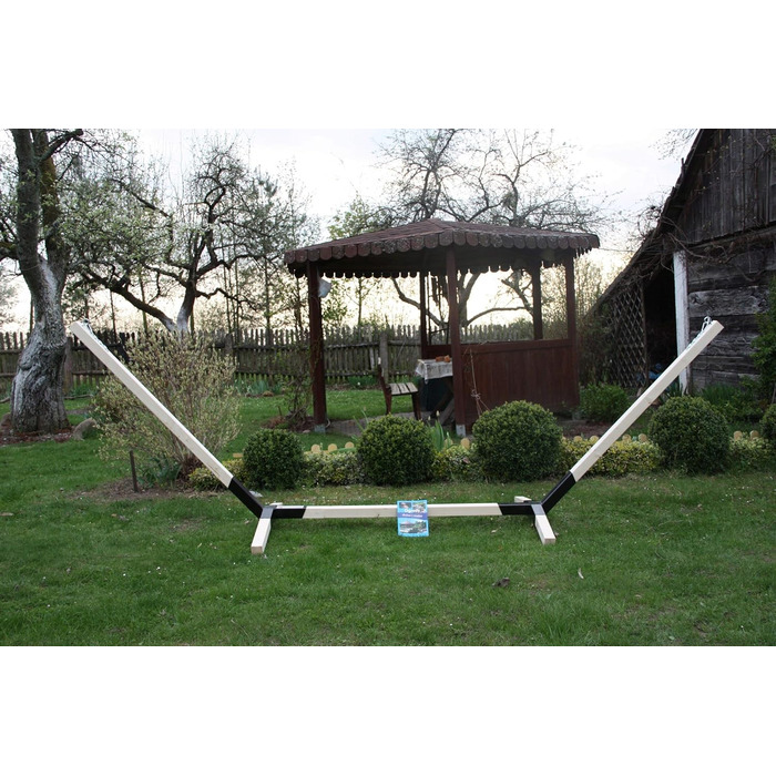Megaastore Hammock Stand made of Beech Wood up to 90kg | Dimensions: Length: 320cm - Height: 80cm - Width at the bottom: 130cm
