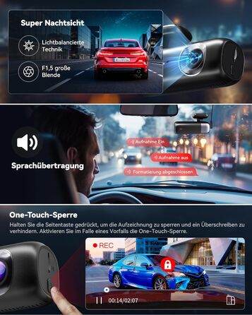 Автомобільний відеореєстратор REDTIGER 4K Ultra HD (передній та задній), GPS, 5.8GHz WiFi, нічний режим, режим паркування, підтримка карт пам'яті до 256ГБ, модель F9