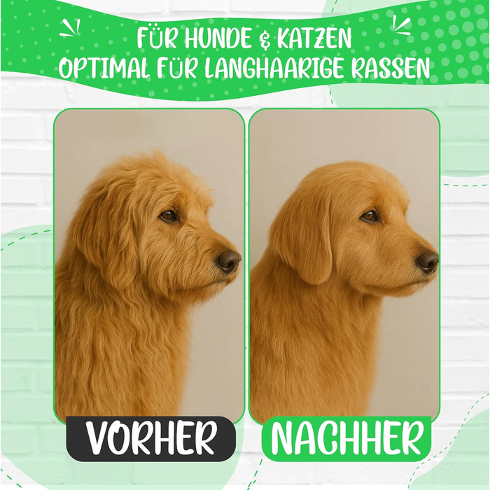 Зубчаста щітка для собак та котів з захисними нопочками - видаляє підшерсток, ковтуни та вузли. Ідеальна для довгошерстих порід, наприклад, кокапу, пуделів. Щітка для щоденного догляду за шерстю, розмір M-L. Професійний гребінець для шерсті.