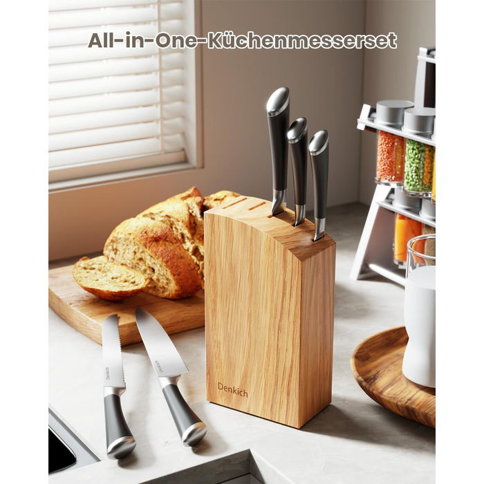 Набір кухонних ножів Messerblock Set, 7 предметів: професійний набір ножів з бруском, німецькі леза з високоякісної нержавіючої сталі, ергономічні ручки, для дому