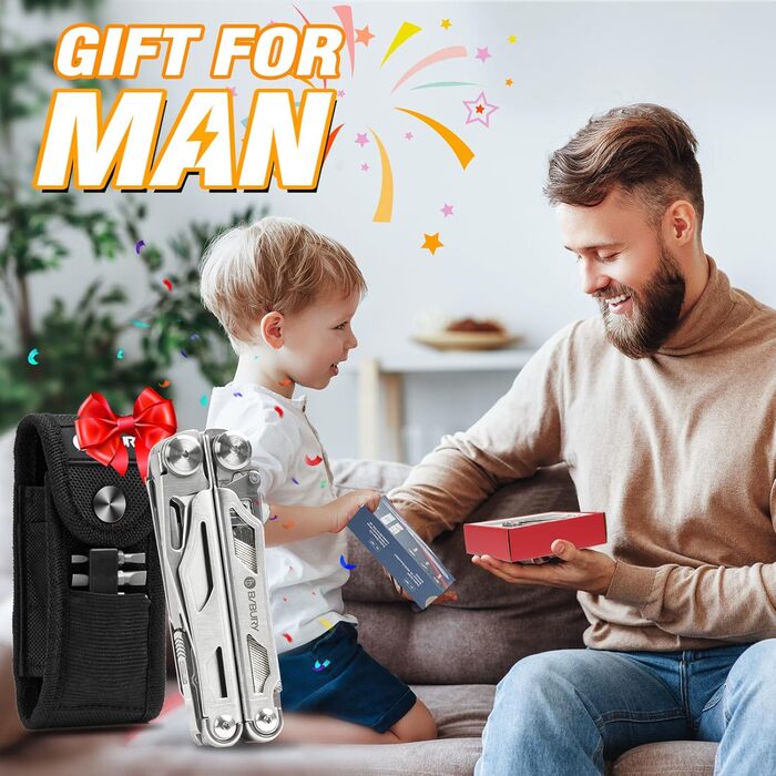 Multitools, Folding Pliers Multi Tool with Improved Scissors and Screwdriver, Stainless Steel with Nylon Pouch, Ideal for Outdoor, Hiking Gift for Dad Men Christmas Gifts