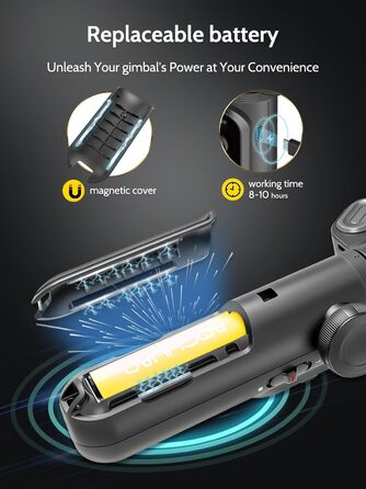 Стабілізатор для смартфона AOCHUAN Smart X Pro Kit: 3-осьовий гiмбал з RGB-фiллером, трекер обличчя, для iPhone/Android, чорний