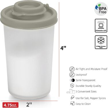 SIGNORAWARE Salt and Pepper Shakers, Moisture-Resistant, Set of 2 Large Salt Shakers, for Travel, Camping, Picnic, Outdoor, Kitchen, Lunchboxes, Travel, Spice Set, Transparent