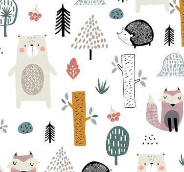 Набір постільної білизни Balbina для малюків Boho з принтом тварин (ліс) 100 x 135 см, 2 шт. (100% бавовна, застібка-блискавка)