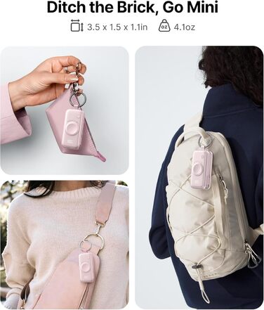 Power Bank INIU для Apple Watch, 5000mAh, вбудований кабель, LCD-дисплей, сумісний з iWatch 10/9/8/Ultra2/Ultra/SE, iPhone 16/15, рожевий