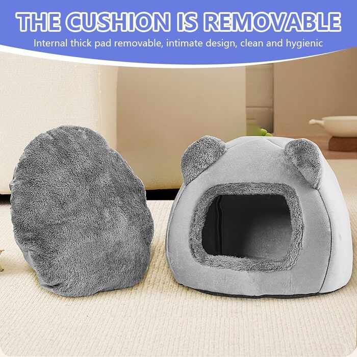 Кігтеточка-будиночок для котів, 40 см, сірий. М'яке ліжко з антиковзким дном та знімним матрацом. Підходить для котів та собак вагою до 5 кг.