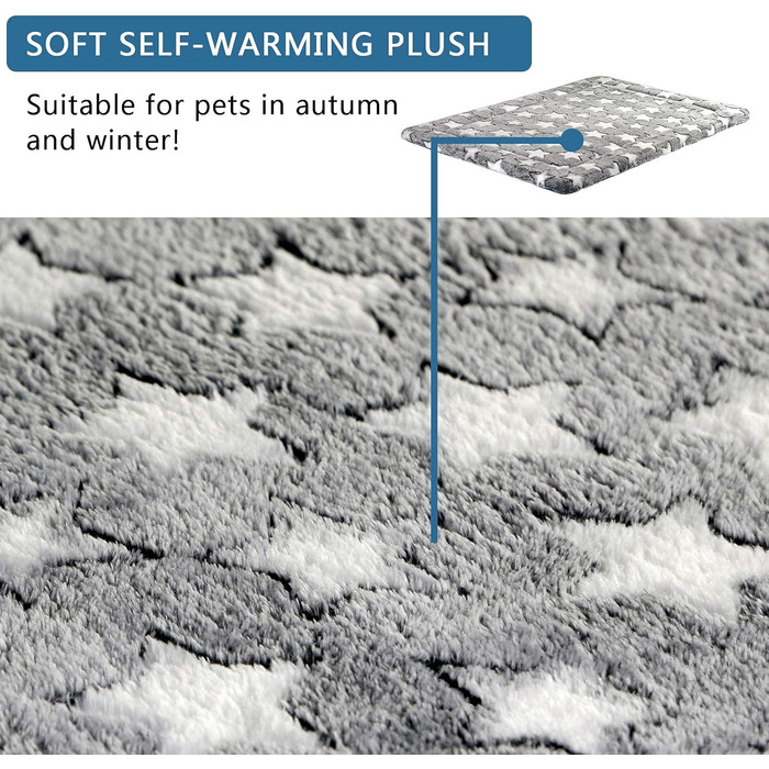 Кросер Fancy Crate Pad - килимок для лежанки собак, двосторонній (холодний та теплий), машинне прання, для собак маленьких та XXX-Large, сірий, темно-синій, зірковий принт (137 x 84 x 3 см)