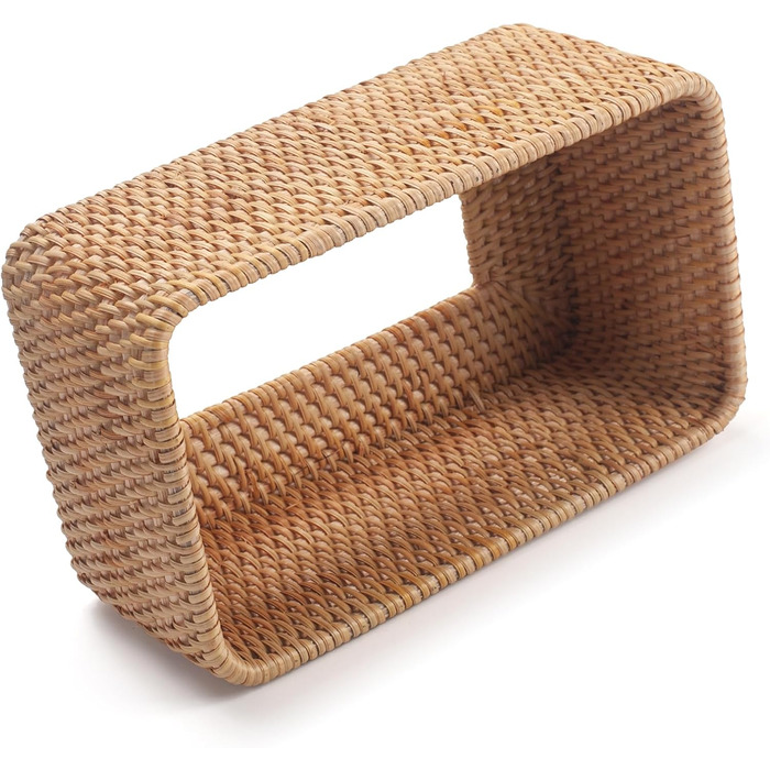 Склянка для рушників з ротангу, плетена коробка для серветок, декоративна для кухні, вітальні, ванної кімнати (натуральний ротанг)