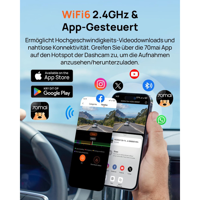 Відеореєстратор 70mai A800SE: 4K UHD + 1080p, GPS, WiFi, Dual, 128GB SD, HDR, ADAS, Нічне бачення, Паркування 24/7, 3