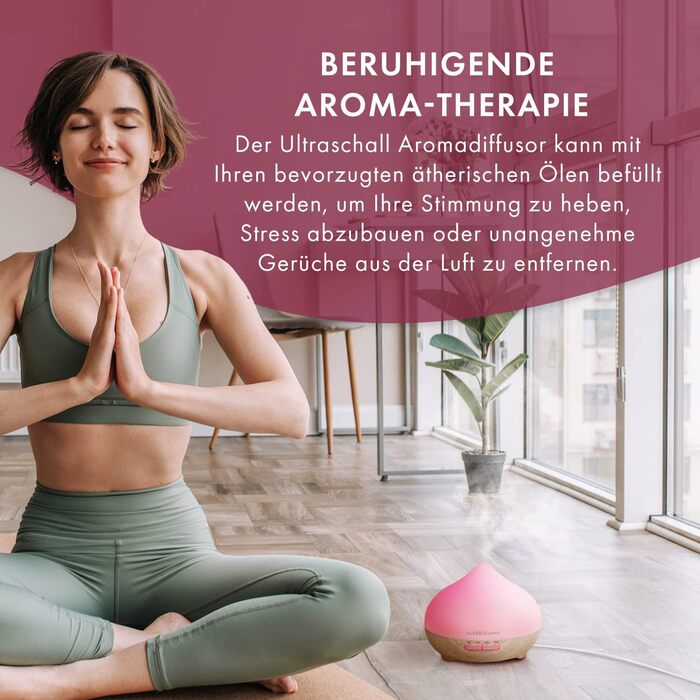 Аромадифузор ультразвуковий The Body Source 300 мл з LED-підсвіткою та таймером - зволожувач повітря для дому, офісу, спа. Підтримка ефірних олій.