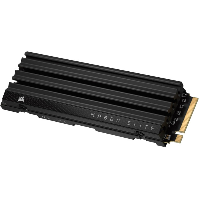 SSD CORSAIR MP600 ELITE 1TB M.2 PCIe Gen4 x4 NVMe з радіатором - Швидкість 7000 МБ/с, 3D TLC NAND, Чорний