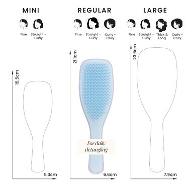 Тангл Тізер Ultimate Detangler – Щітка для волосся для мокрого та сухого волосся. Розплутування, всі типи волосся, чорний (Lilac Cloud Blue)