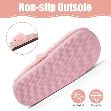 Тапочки жіночі OFFCUP Fuzzy, з відкритим носком, у вигляді акули, антиковзкі, м'які, зручні, з піною Memory, з хутром, для дому та вулиці (42/43 Рожеві)