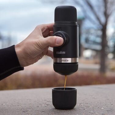 WACACO Nanopresso Portable Espresso Machine with NS Adapter, Compatible with *Nespresso®* Capsules and Ground Coffee, Manual Travel Coffee Machine Set, Perfect for Camping