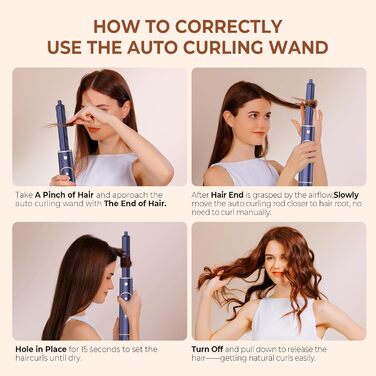 Фен-щітка Air Styler 7 в 1: іонізація, складний, 110,000 обертів, для укладання, локонів, випрямлення, блакитний