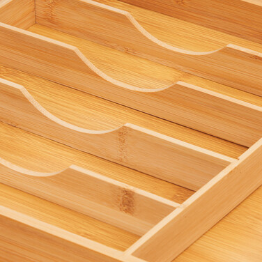 Relaxdays Extendable Bamboo Cutlery Box
