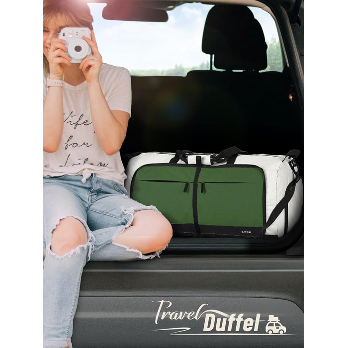 Спортивна сумка Lekesky 80L для подорожей та спортзалу, 45x36x20 см, водонепроникна, з відділенням для взуття (бежево-зелена)