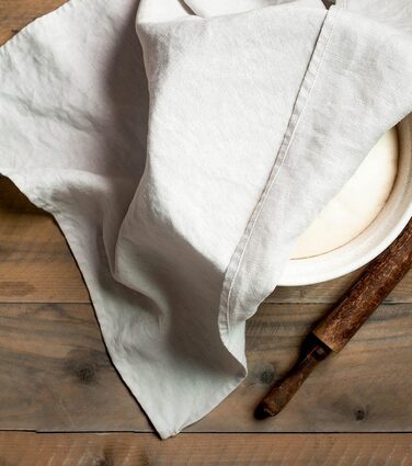 LK PureLife Kitchen Towels, 100% pure linen, 50.8 x 68.9 cm, stone-washed linen, extra soft, quick-drying, for dishcloths, dish towels, hand towels, 2-pack, natural