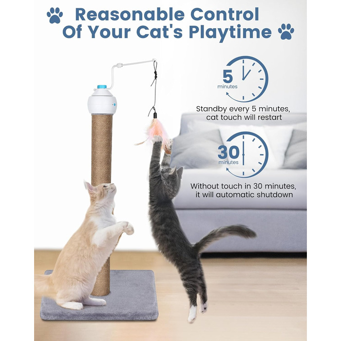 Cat Toy Self-Entertainment, 3 IN 1 Interactive Feather Toy for Cats with 360 Degree Automatic Rotating, USB Rechargeable Complete Set Cat Accessories Electric (Light Blue)