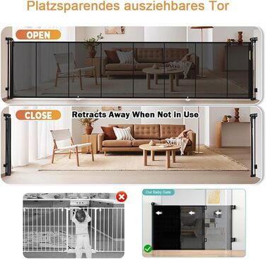 Захисний бар'єр для дитячих воріт, розтяжний 0-150 см, для дітей, котів та собак, для внутрішнього та зовнішнього використання (700 см/Білий)