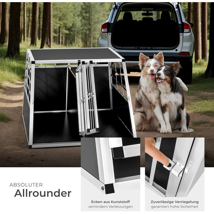 Транспортна переноска для собак tectake® Double XL - переноска для 2 собак, алюміній, 97 x 90 x 69,5 см