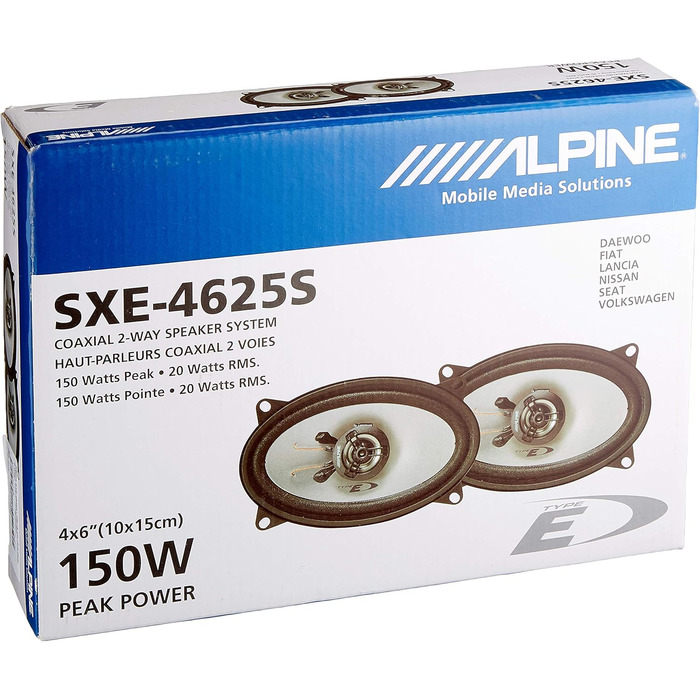Alpine SXE-4625S 4x6 дюйм 2-смугові коаксіальні динаміки 60Вт чорні