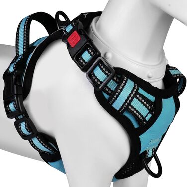 Нашийник для собак BaoCheng Anti Pull, протирвений, для маленьких, середніх та великих порід, дихаючий матеріал, зручне кріплення, 3D-регулювання, безпечний, знімає напругу, світловідбиваючий (темно-зелений, небесно-блакитний)