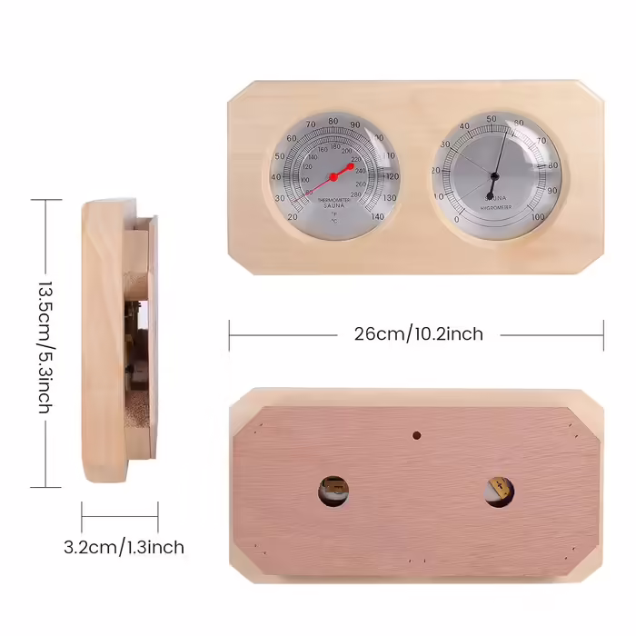 MIFXIN Sauna Thermometer Holz Sauna Hygrothermograph 2-in-1 Double Dial Indoor Humidity and Temperature Measurement Hygrometer for Sauna Room Equipment Accessories