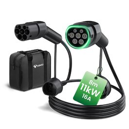 Кабель зарядки GONEO Typ 2 (11кВт, 16А) 8м для електромобілів (Tesla, BMW, VW, Audi), IP54, водонепроникний, з TPU, у комплекті сумка