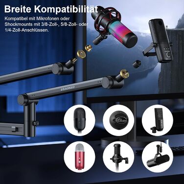 Кріплення для мікрофона Aokeo AK-58 - низькопрофільний тримач для HyperX, Elgato, Shure, Blue Yeti