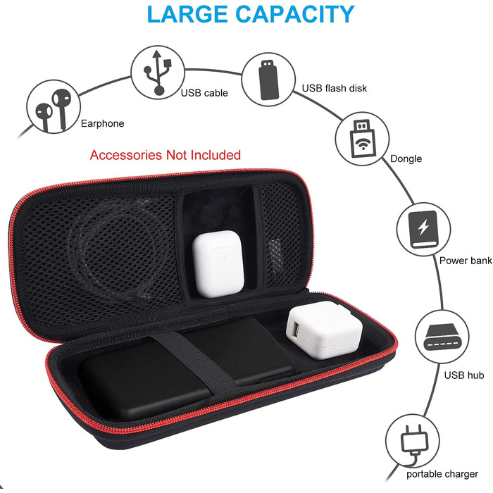 Чохол-сумка для повербанку Eva Hart: Anker PowerCore 26800/20100/20000mAh, EasyAcc 20000mAh, Charmast 26800mAh, SKYNEW. Захисний кейс, кабель USB, навушники (25x10x5 см)