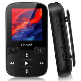 MP3 плеєр Bluetooth 5.3 16GB, Радіо, E-Book, Крокомір, Диктофон, Підтримка MicroSD до 128GB (Чорний)