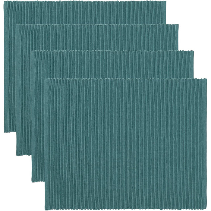 Комплект з 4 серветок LINUM Uni 35x46 см, 100% рифлена бавовна, миючі, темний сіро-бірюзовий