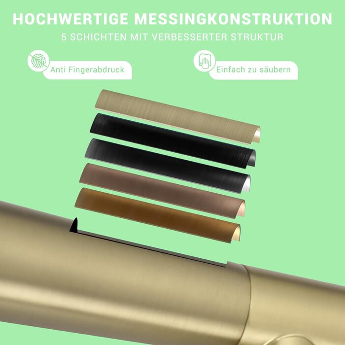 LED кухонний змішувач зі спіральною пружиною, 360° обертання, двотрубний, висувний, для кухні, з душем, високий тиск, нікель, LED, преміум якість