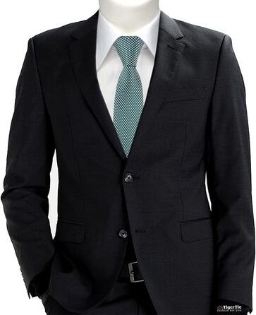 Краватка TigerTie шовкова вузька з крапками (Зелений Петроль, Срібло) - дизайнерська краватка