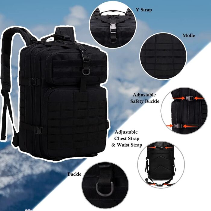 KSIBNW Military Backpack 50L Tactical, Large Capacity Survival Waterproof Climbing Hiking Trekking Backpack Travel 3 Days Outdoor Men's For Travel