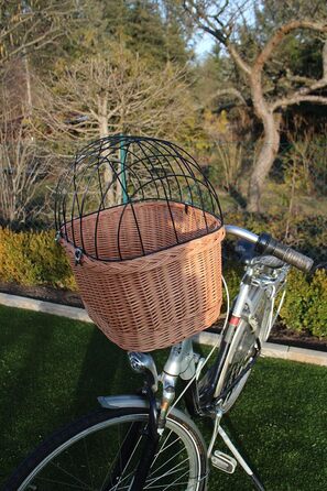 Корзина для собак на кермо велосипеда з ротангу з металевою сіткою та подушкою XL або XXL. Ротангкова корзина для собак, корзина на кермо, кошик для покупок (XL з подушкою) (XL без подушки)