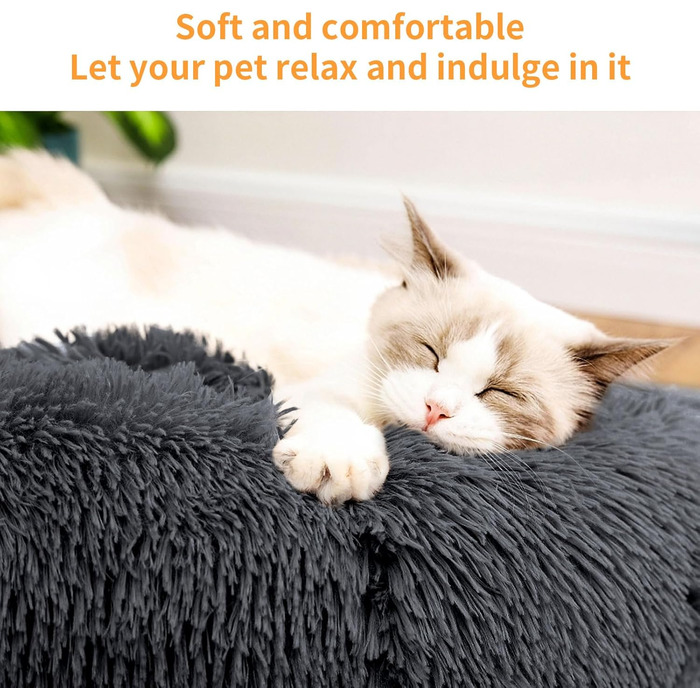 Крісло-лежанка для котів та собак 50 см, м'яке, плюшеве, антиковзаюче, легко миється, темно-сірий колір