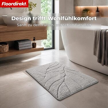 М'який килимок для ванної кімнати Floordirekt Maris, швидкосохнучий з антиковзаючим покриттям, сріблястий, 60 x 120 см