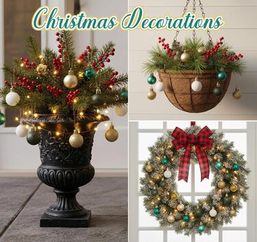 Набір прикрас для ялинки Agoer 100 шт. - кульки для ялинки з блискітками, пластикові, блакитні. Набір ялинкових прикрас для святкування Різдва та Нового року (зелені, золоті, білі, 3-4 см)