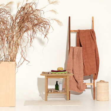 Relaxdays Bamboo Bath Stool with Handles and Storage