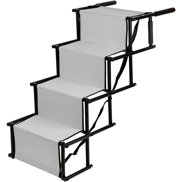 Зручна рампа для собак у автомобіль, підходить для великих та маленьких собак. Складана авто-драбина витримує вагу 90 кг (139*45*76 см - чорний/світло-сірий)