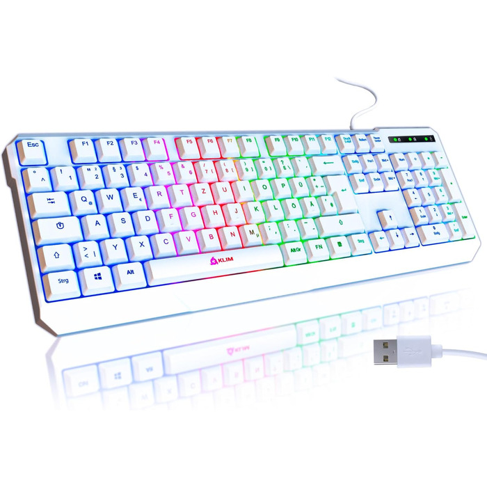 KLIM Chroma - ігрова клавіатура QWERTZ DE з підсвічуванням RGB, USB, водовідштовхувальна, ергономічна, для PC, Mac, PS5, PS4