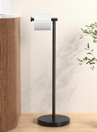 KES Freestanding Toilet Paper Holder with Weighted Base - Stainless Steel SUS304 - Brushed Finish - Black Matte - 26 Inch