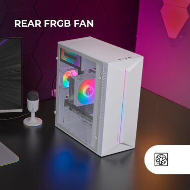 Ігровий корпус Mars Gaming MC-Blaze Mid-Tower ATX, білий, з RGB-підсвіткою, бічним склом та вентилятором 80мм FRGB